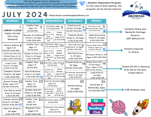 July 2024 Program Calendar